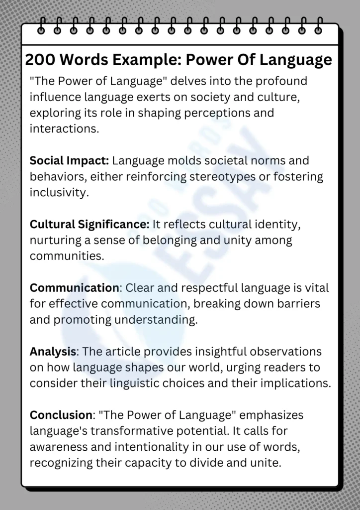Review Of The Article "The Power Of Language"